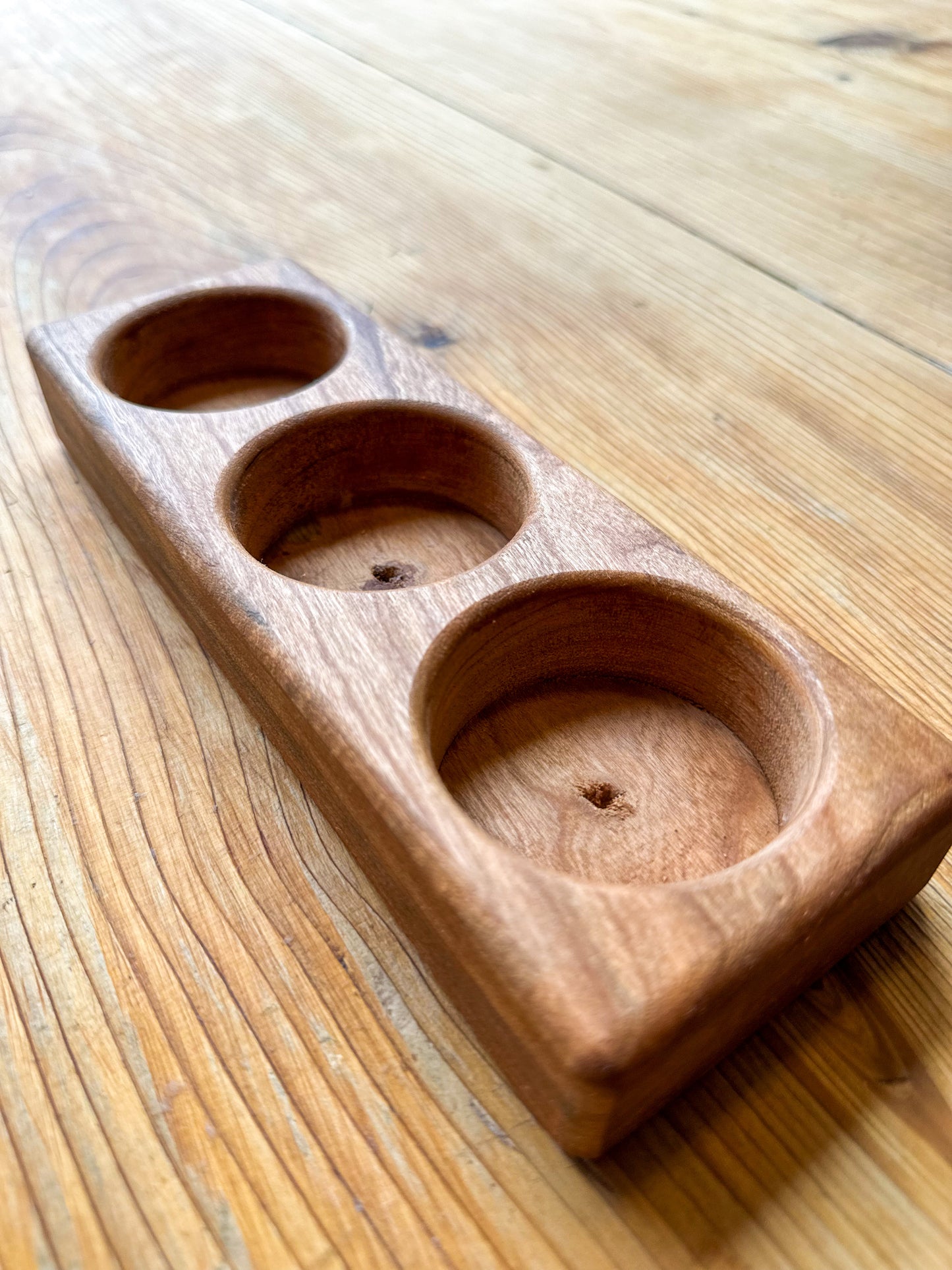 Simple Cherry Wood 3 Jar Paint Holder With Jars