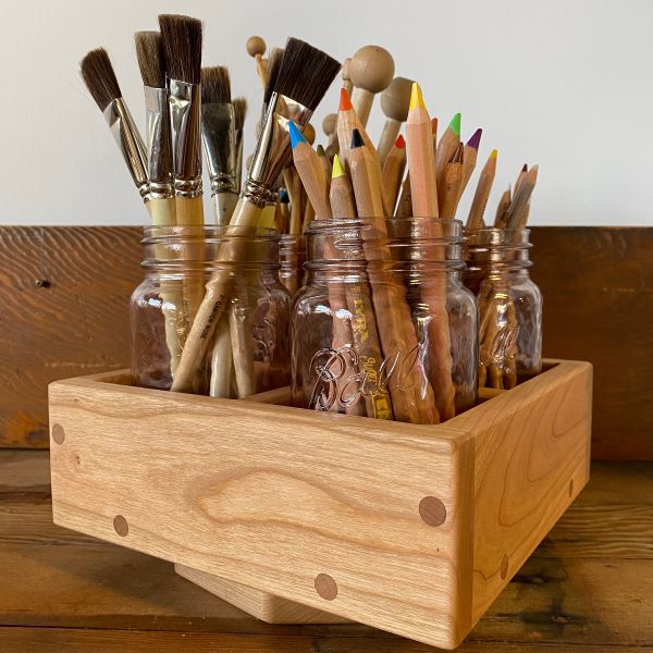 Cherry Wood Table Top Caddy