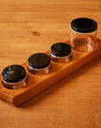Sculpted Cherry Wood 4 Jar Paint Holder With Jars