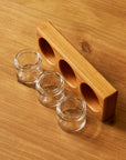 Simple Cherry Wood 3 Jar Paint Holder With Jars