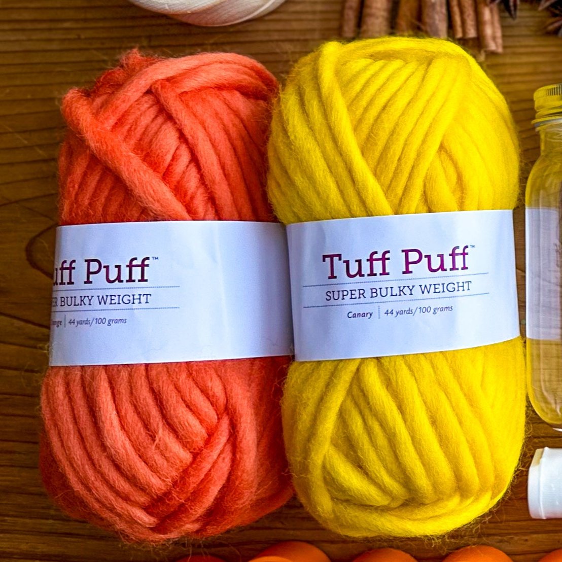 100% Wool Yarn - Set of 2 - Yellow & Orange