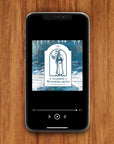 Phone displaying an audiobook cover of 'The Gnomes of Wondergarden' on a wooden surface